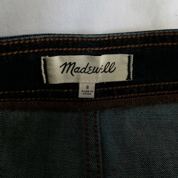 Madewell Dark Blue A-Line Jean Denim Button-Up Front Mini Skirt Sz 8 96%Cotton - Picture 8 of 10